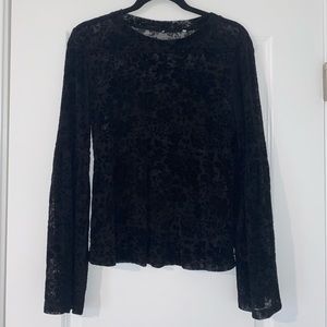 Sheer black floral long sleeve top